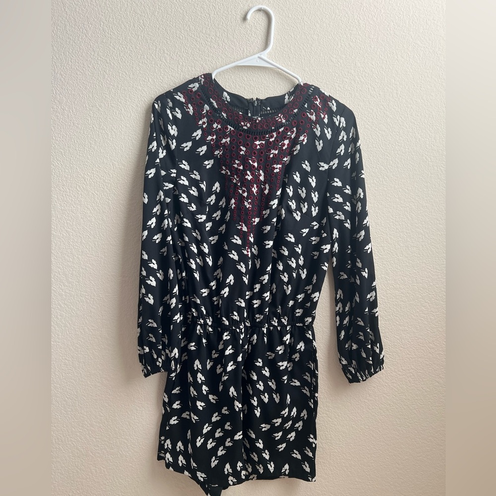 Anthropologie Ranna Gill long sleeve romper black pattern size XS